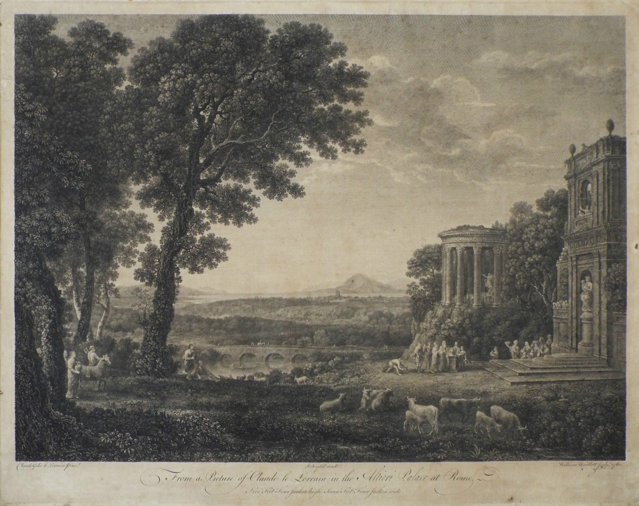Print - (The Temple of Apollo) From a Picture of Claude le Lorrain in the Altieri Palace at Rome. - Woollett